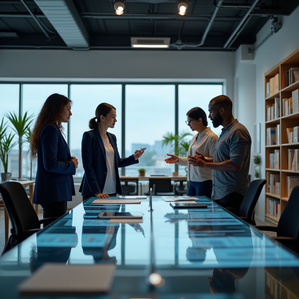 Espace de travail moderne avec systèmes de gestion documentaire